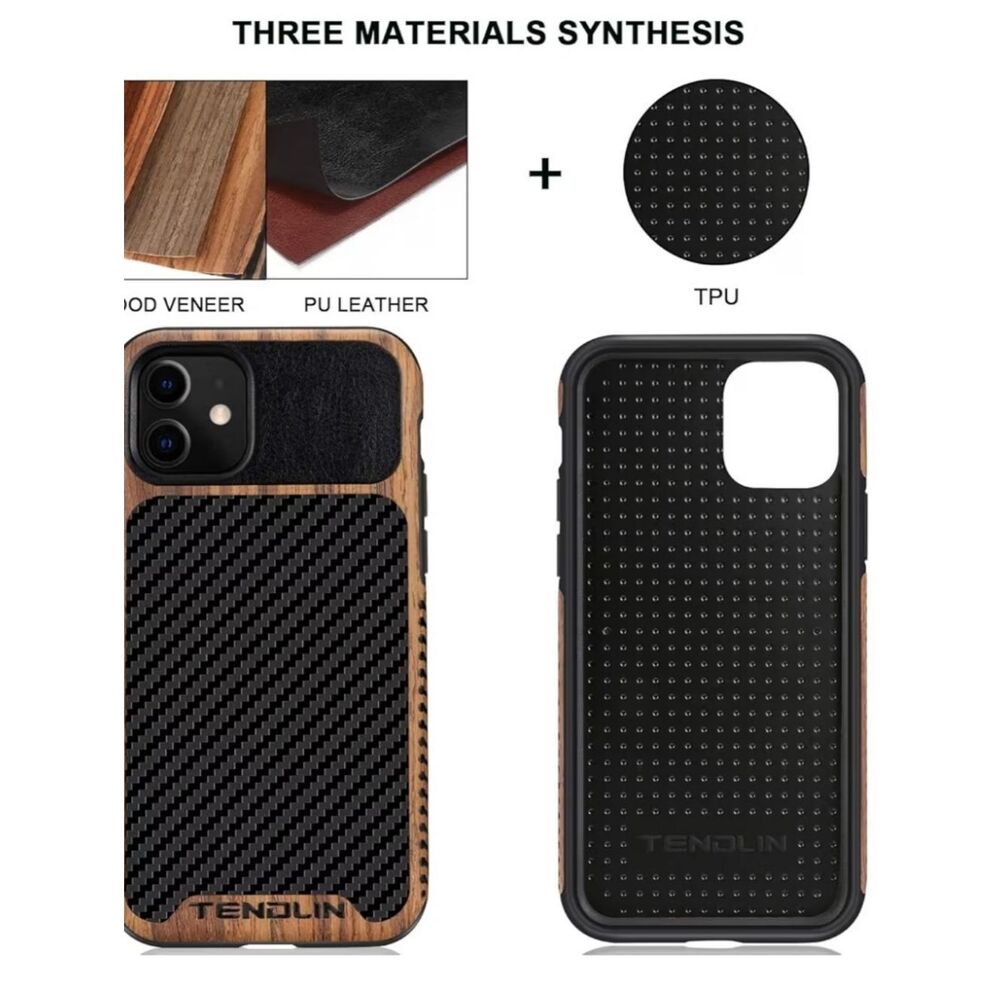 Wood & Carbon Fiber iPhone Case - Black and Brown